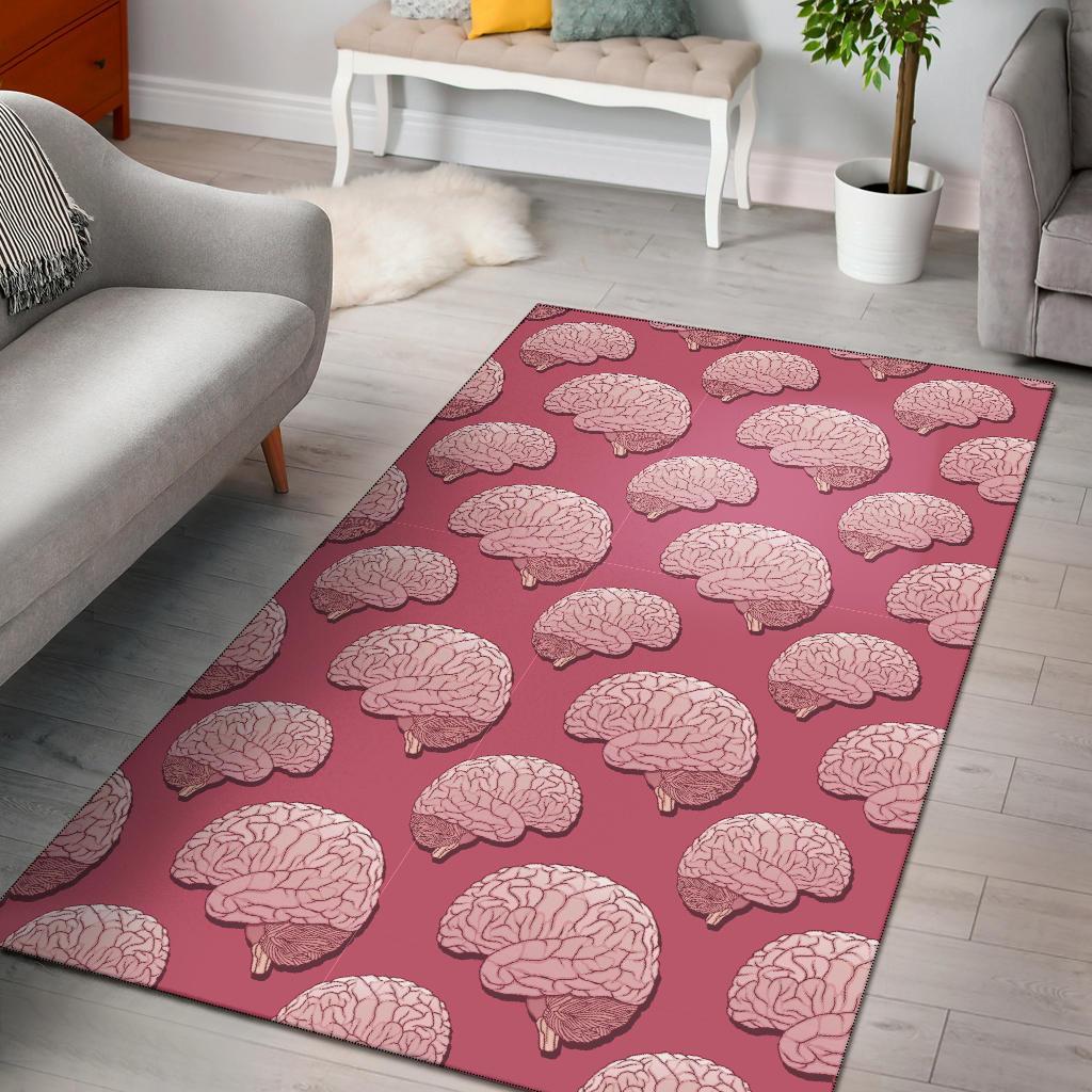 Brain Pink Pattern Print Floor Mat-grizzshop