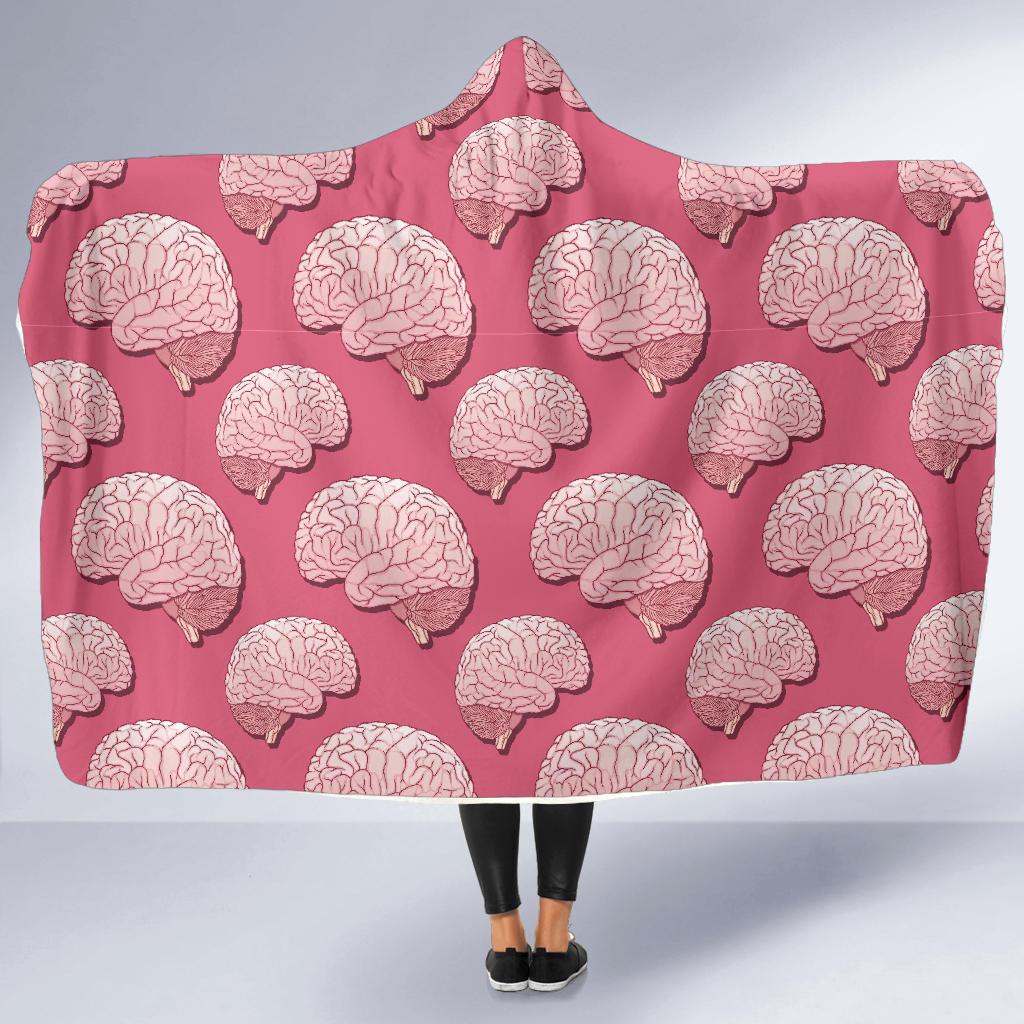 Brain Pink Pattern Print Hooded Blanket-grizzshop