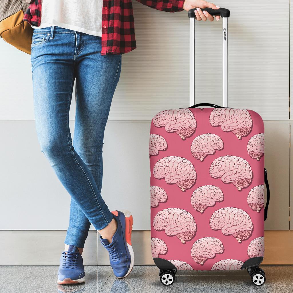 Brain Pink Pattern Print Luggage Cover Protector-grizzshop