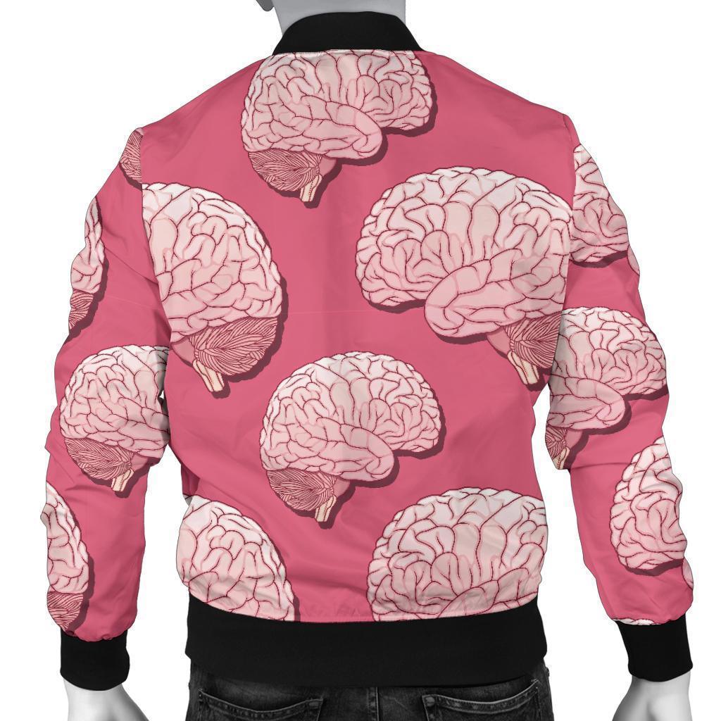 Brain Pink Pattern Print Men's Bomber Jacket-grizzshop