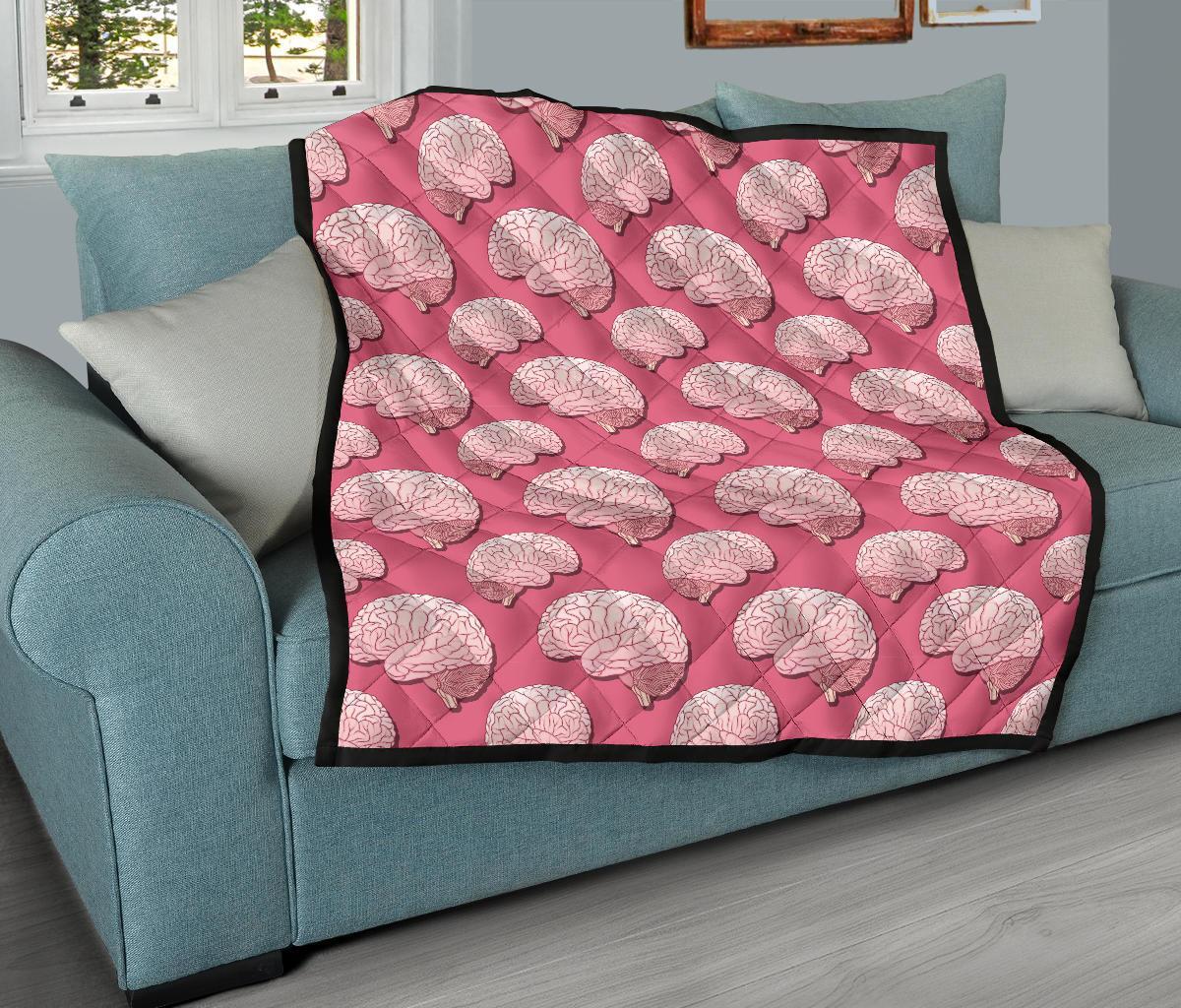 Brain Pink Pattern Print Quilt-grizzshop