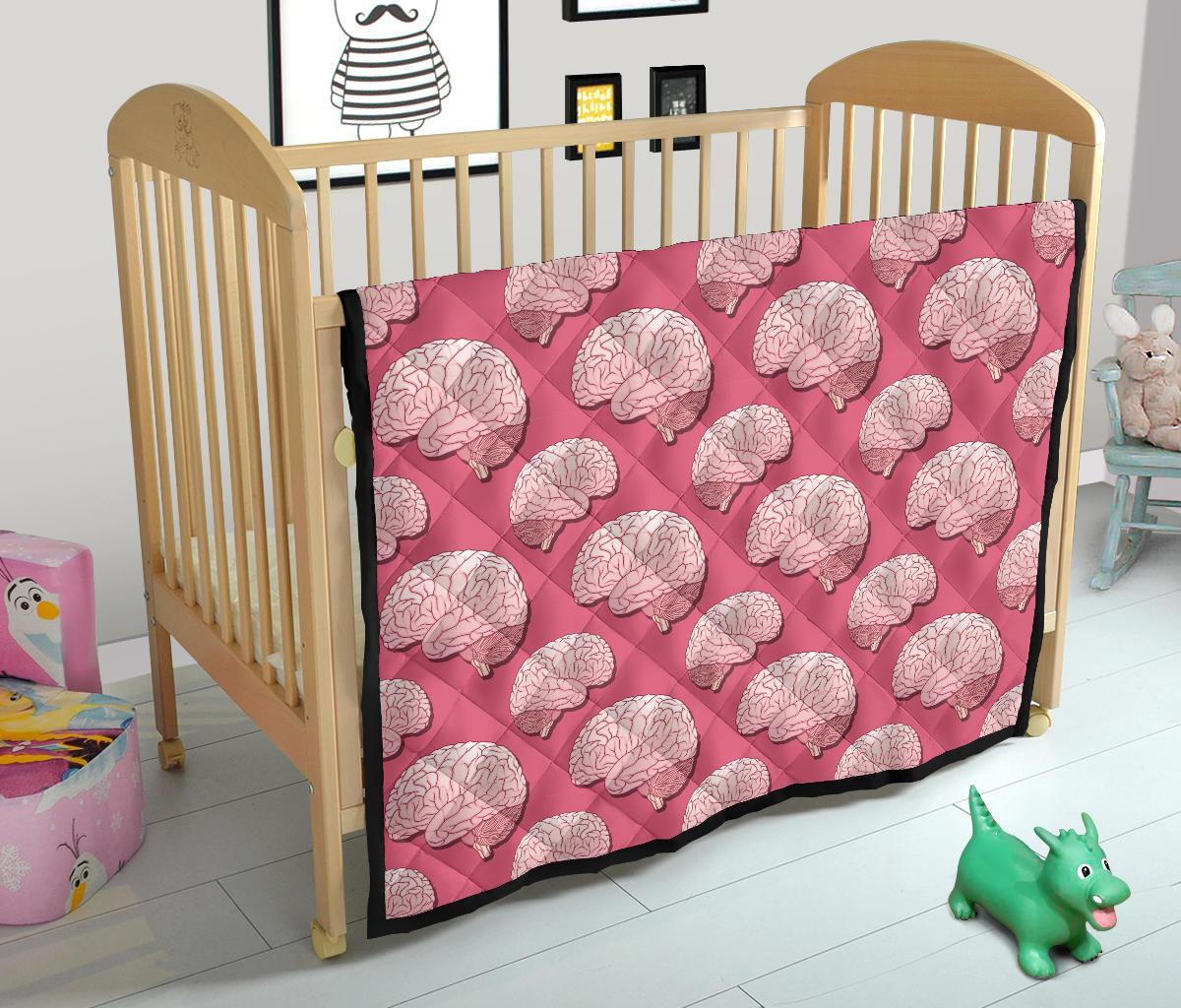 Brain Pink Pattern Print Quilt-grizzshop
