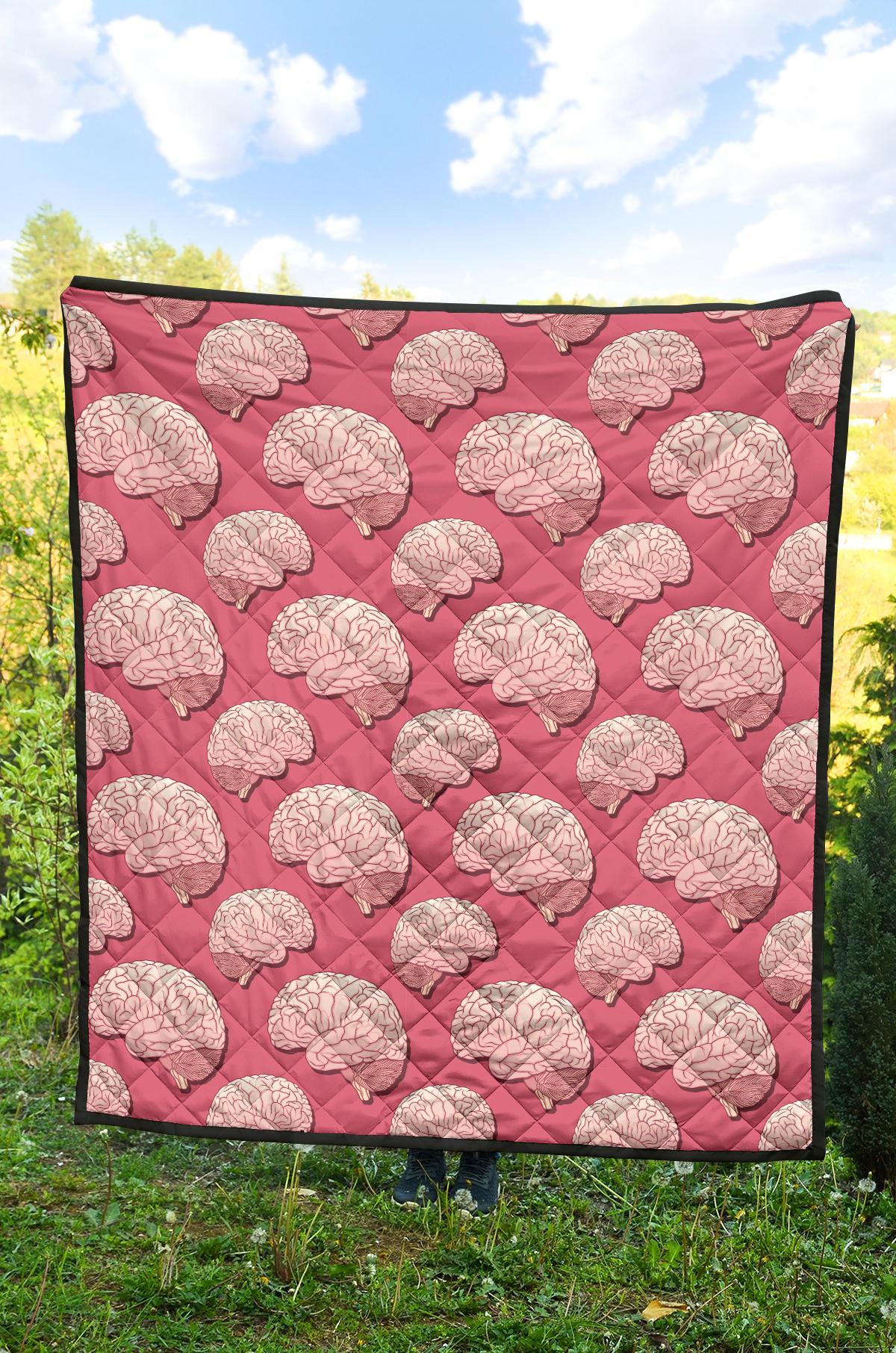 Brain Pink Pattern Print Quilt-grizzshop