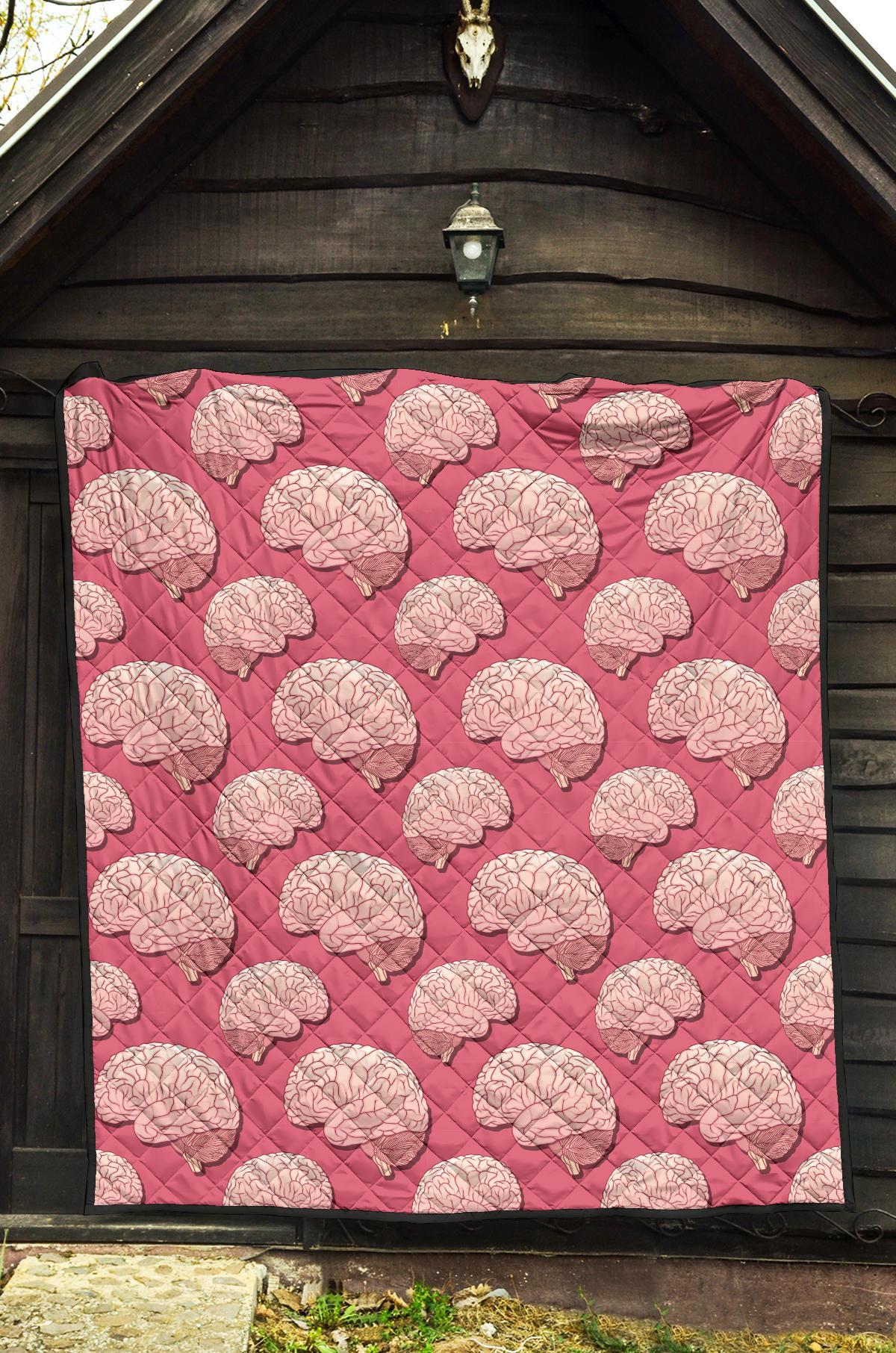 Brain Pink Pattern Print Quilt-grizzshop