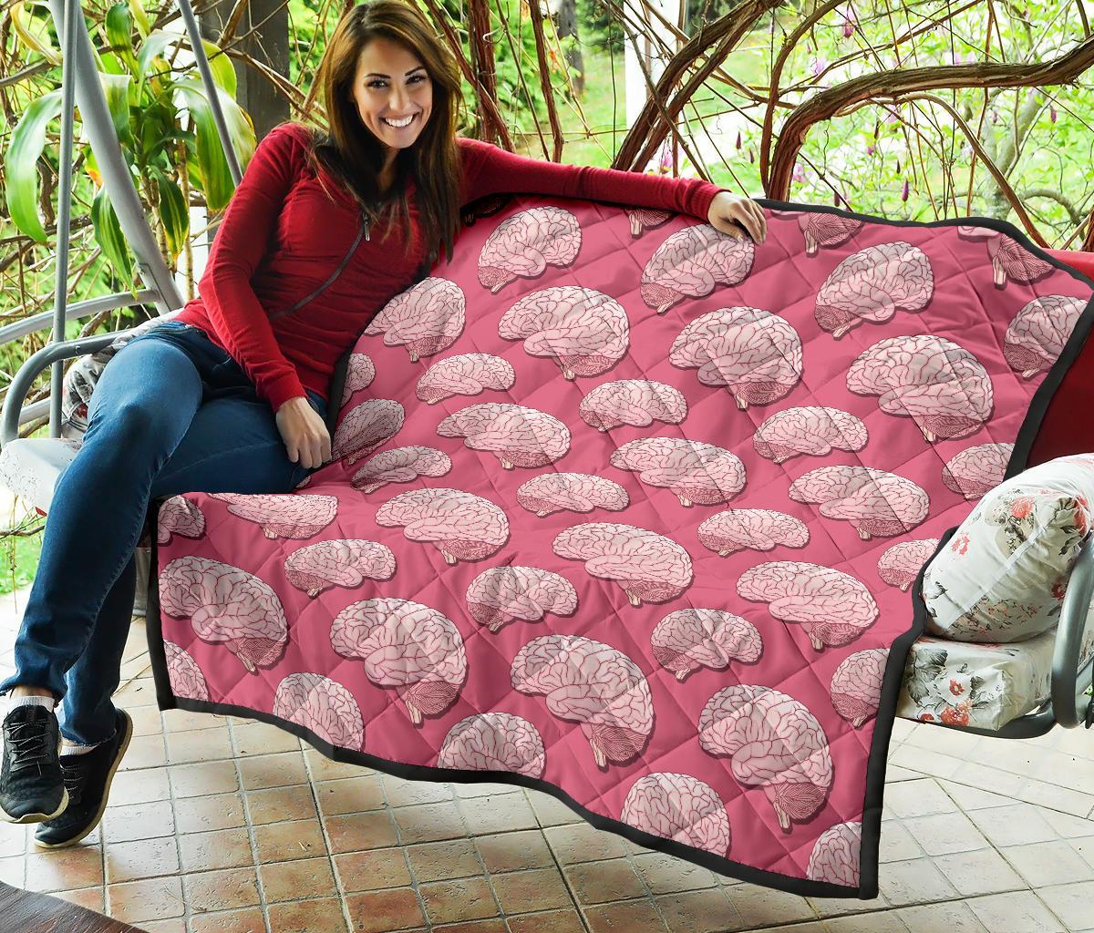 Brain Pink Pattern Print Quilt-grizzshop