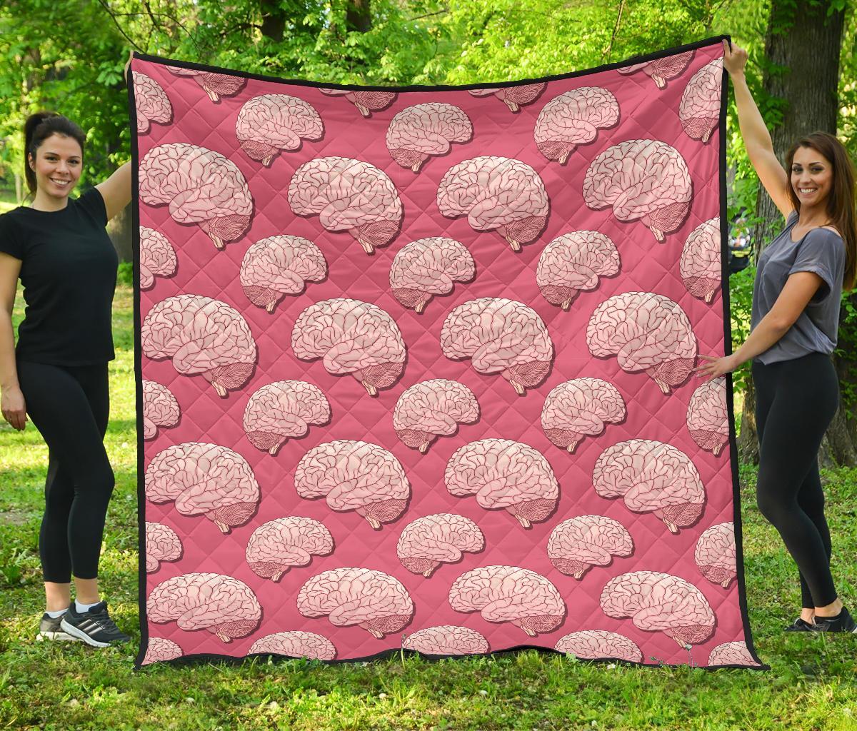 Brain Pink Pattern Print Quilt-grizzshop