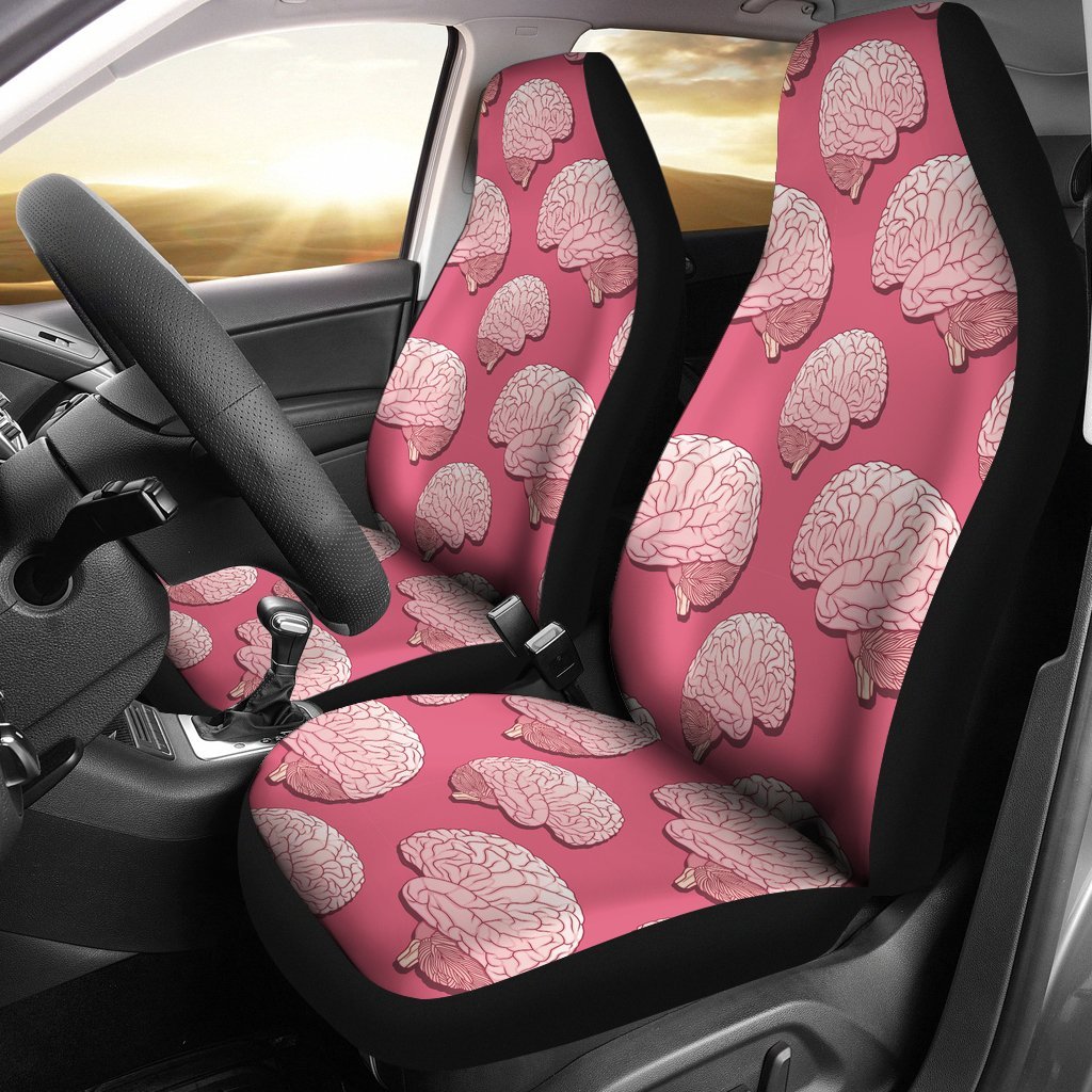 Brain Pink Pattern Print Universal Fit Car Seat Covers-grizzshop