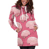 Brain Pink Pattern Print Women Hoodie Dress-grizzshop