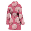 Brain Pink Pattern Print Women Long Robe-grizzshop