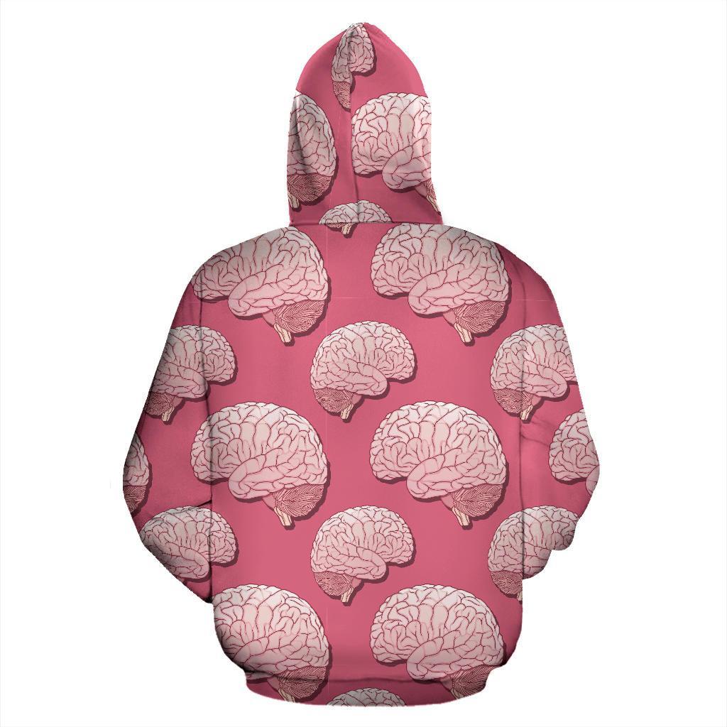 Brain Pink Pattern Print Women Men Pullover Hoodie-grizzshop