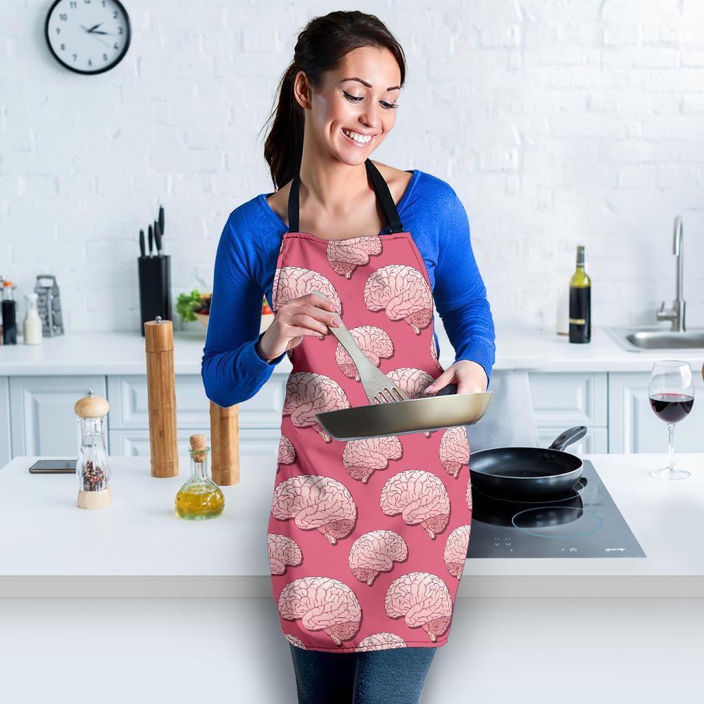 Brain Pink Pattern Print Women's Apron-grizzshop