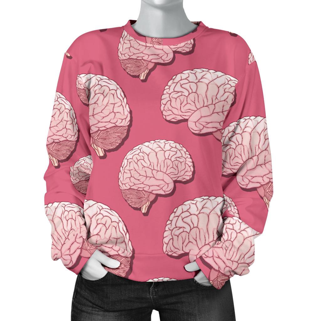 Brain Pink Pattern Print Women's Sweatshirt-grizzshop