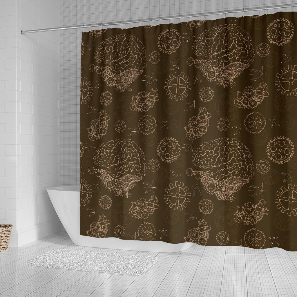 Brain Thinking Pattern Print Bathroom Shower Curtain-grizzshop