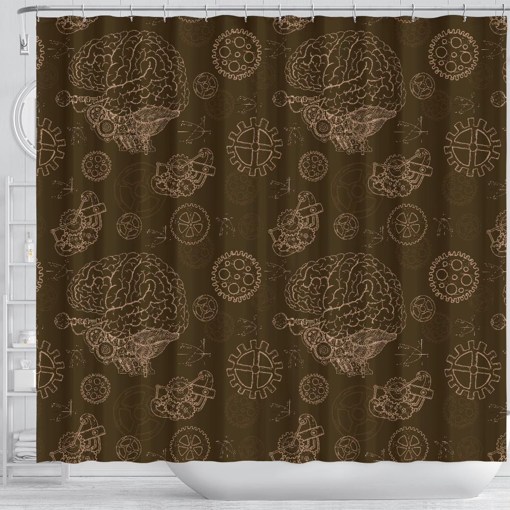 Brain Thinking Pattern Print Bathroom Shower Curtain-grizzshop