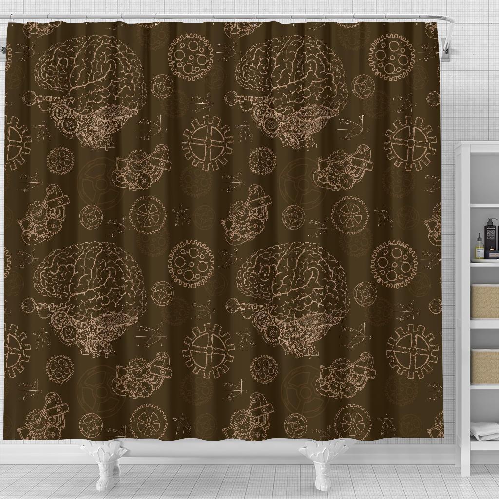 Brain Thinking Pattern Print Bathroom Shower Curtain-grizzshop