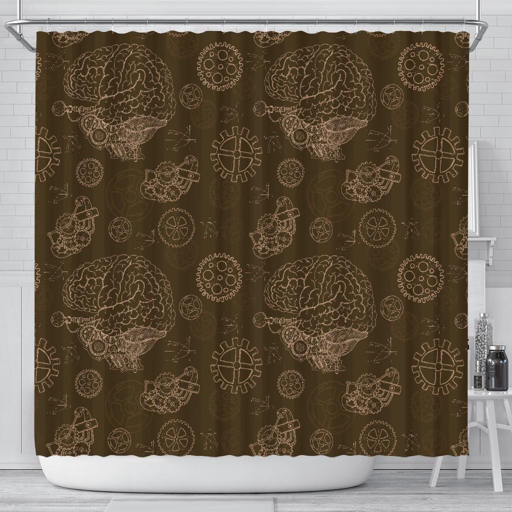 Brain Thinking Pattern Print Bathroom Shower Curtain-grizzshop