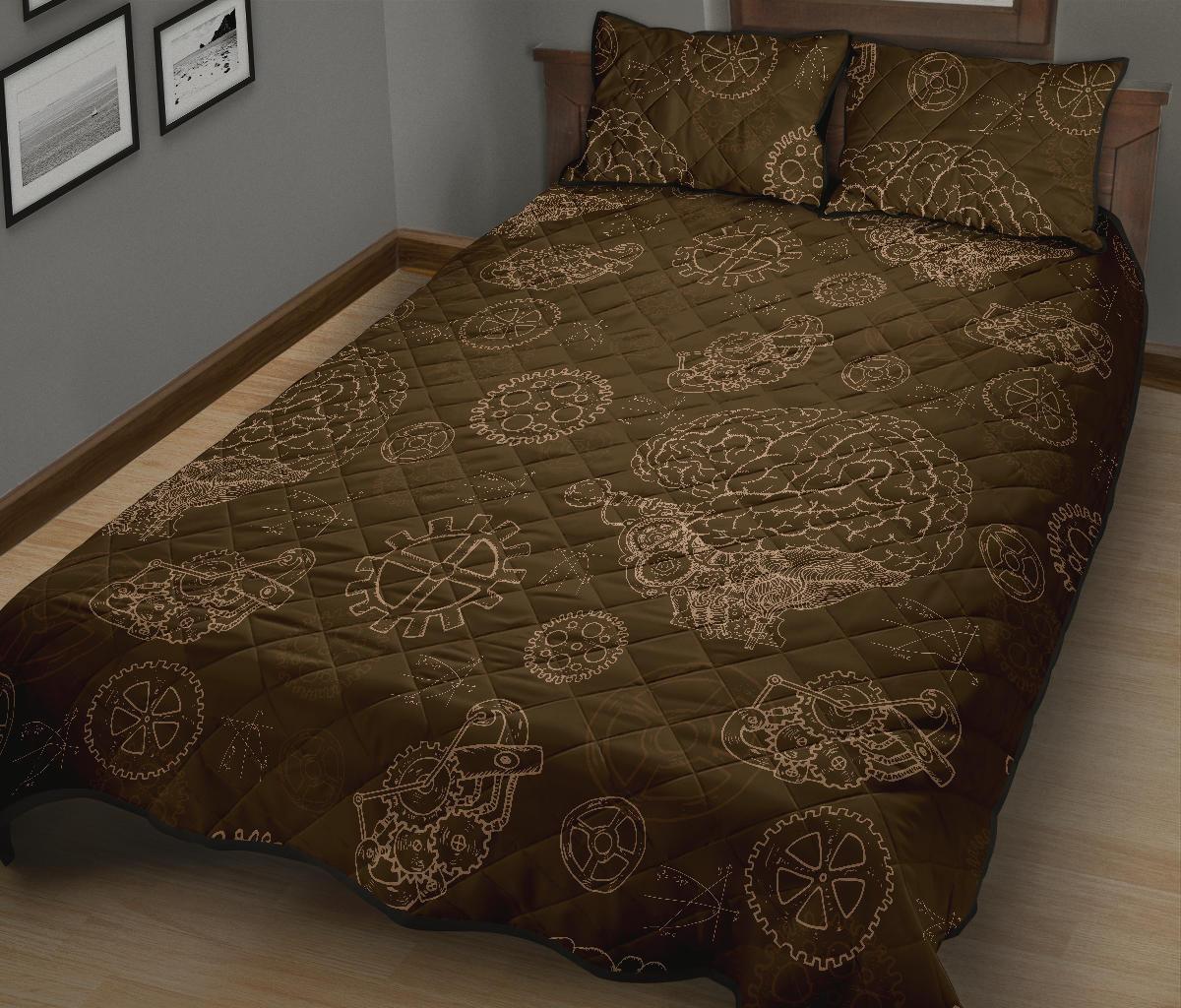 Brain Thinking Pattern Print Bed Set Quilt-grizzshop