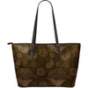 Brain Thinking Pattern Print Leather Tote Bag-grizzshop