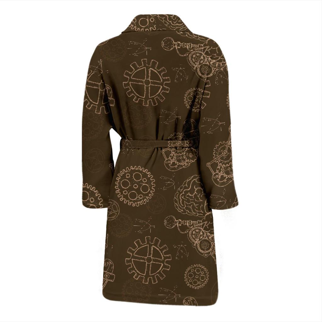 Brain Thinking Pattern Print Men Long Robe-grizzshop