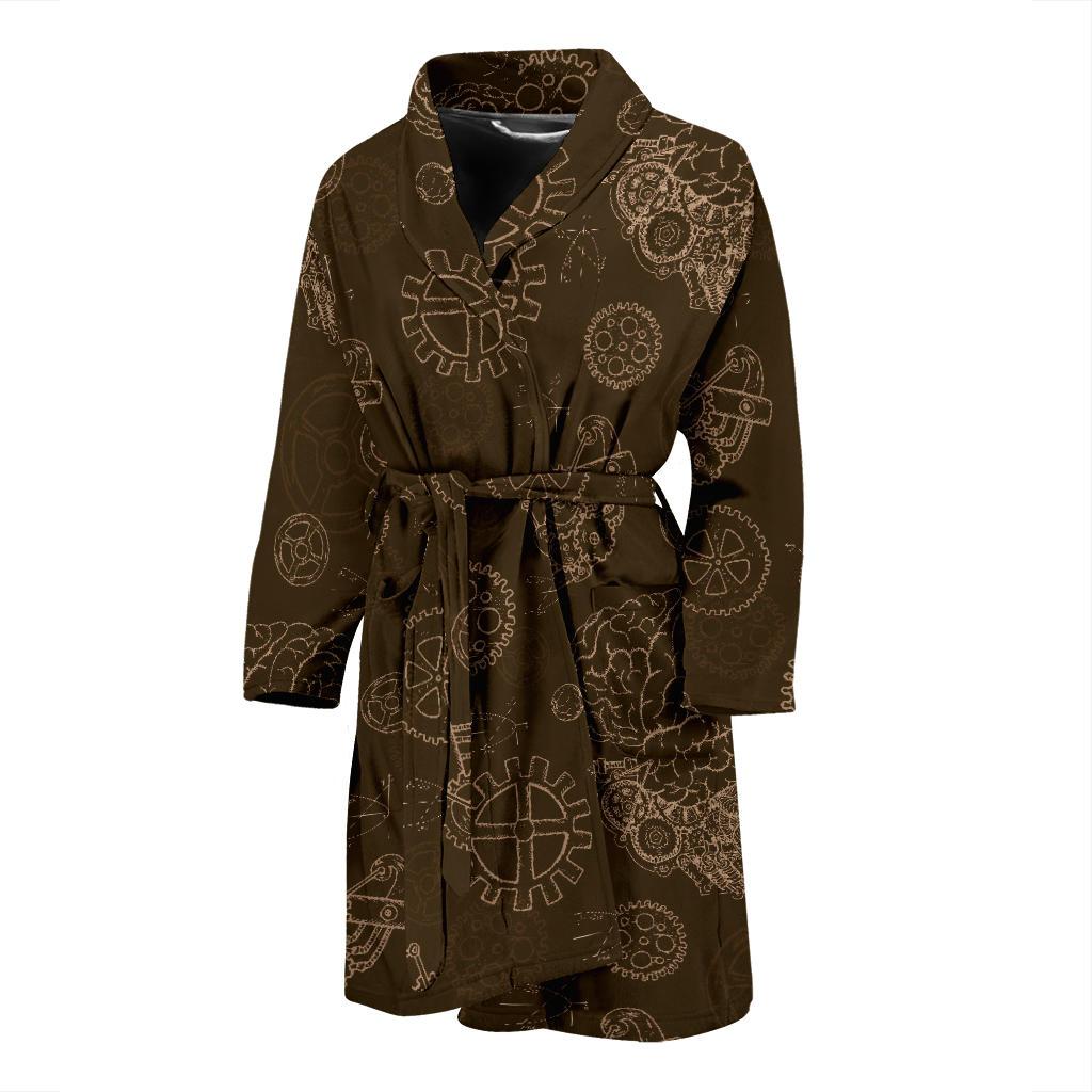 Brain Thinking Pattern Print Men Long Robe-grizzshop