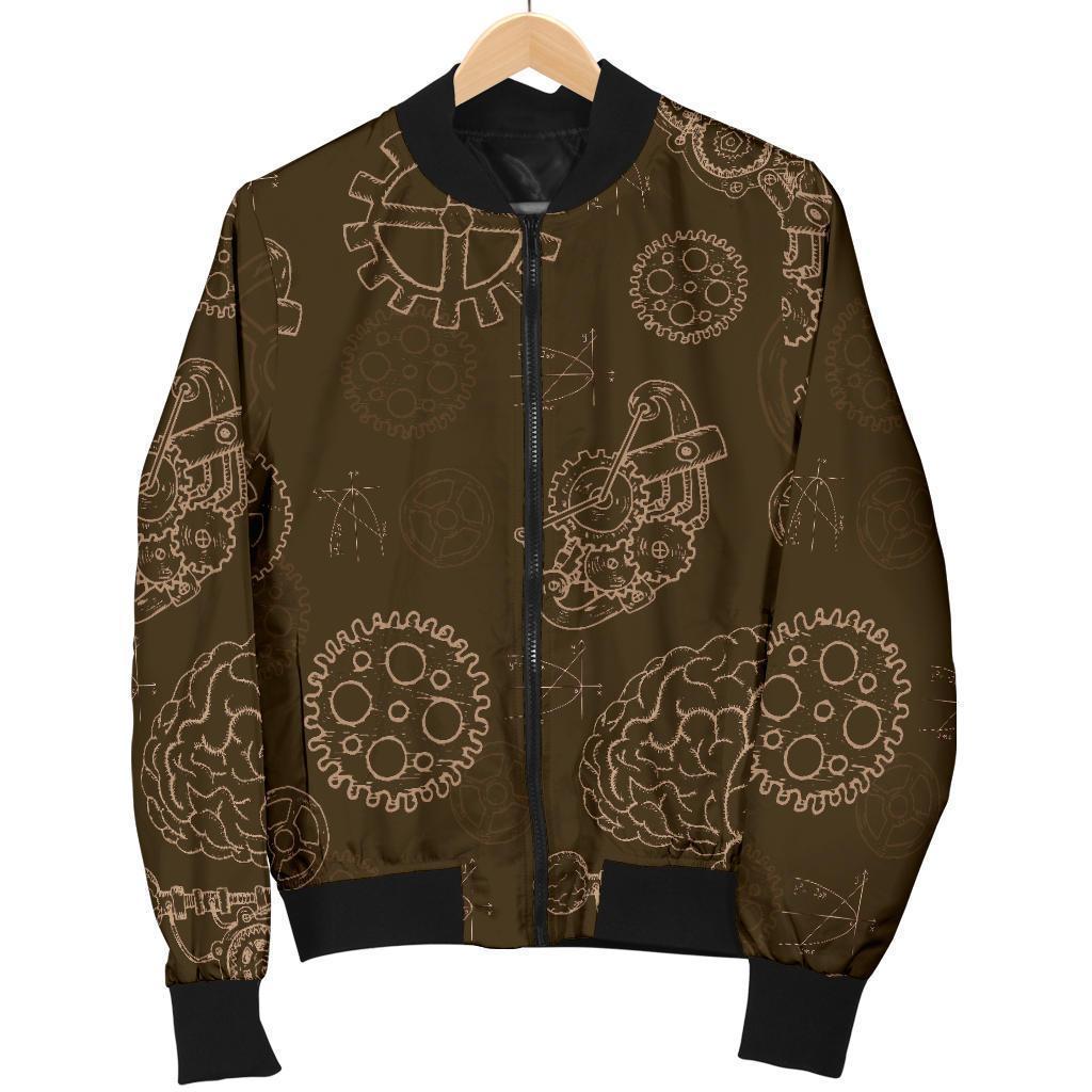 Brain Thinking Pattern Print Men's Bomber Jacket-grizzshop
