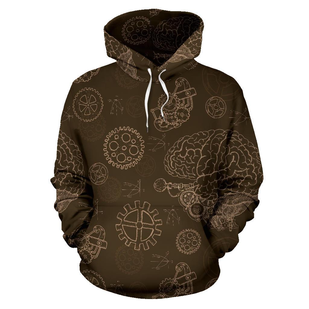 Brain Thinking Pattern Print Women Men Pullover Hoodie-grizzshop
