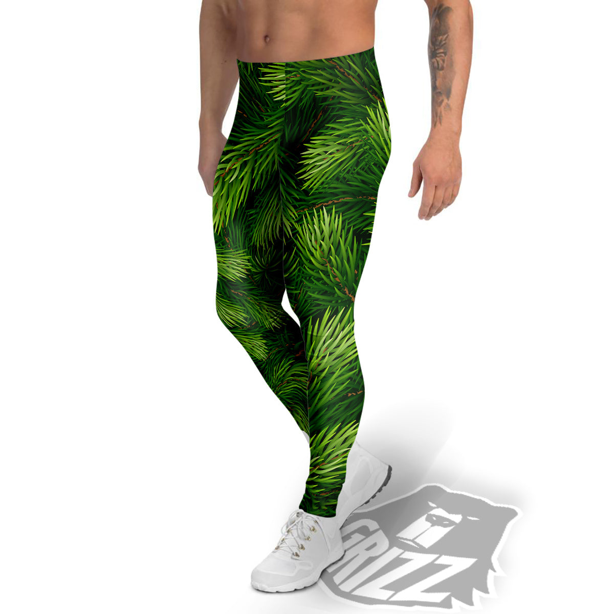 Branches Christmas Tree Print Men's Leggings-grizzshop