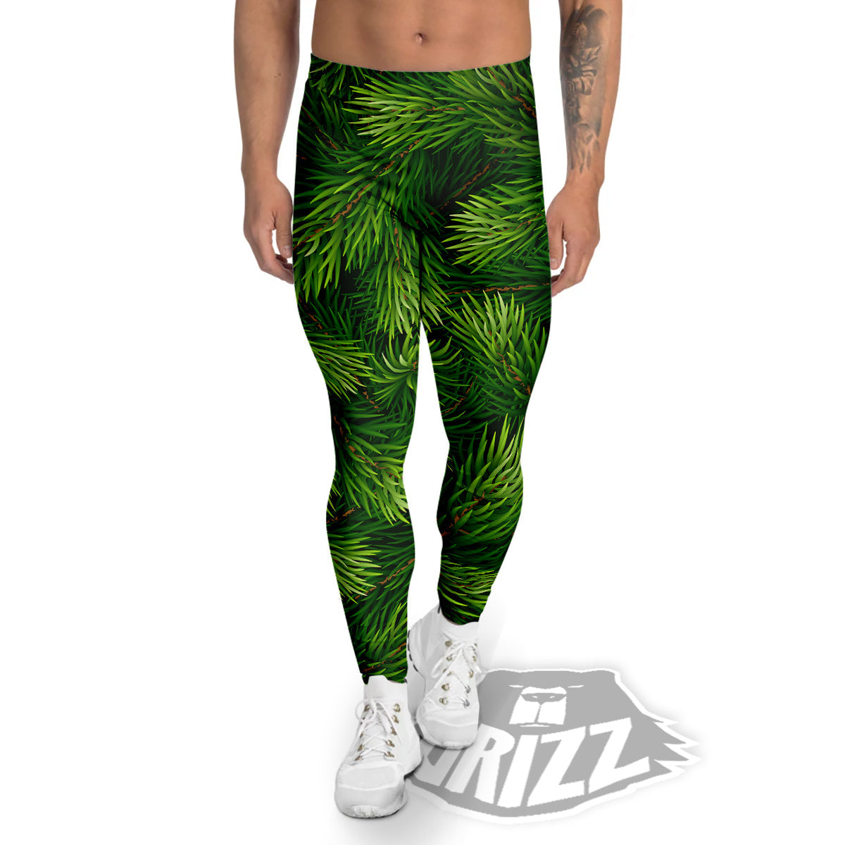 Branches Christmas Tree Print Men's Leggings-grizzshop