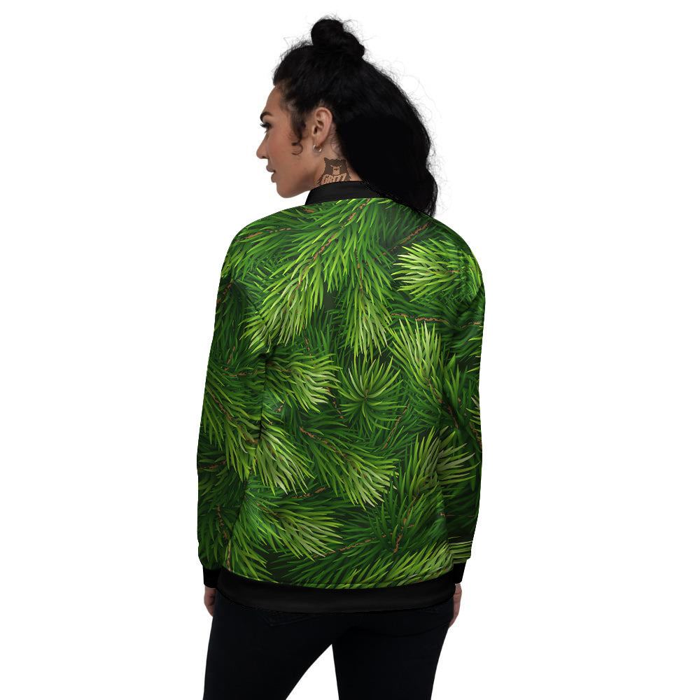 Branches Christmas Tree Print Women's Bomber Jacket-grizzshop