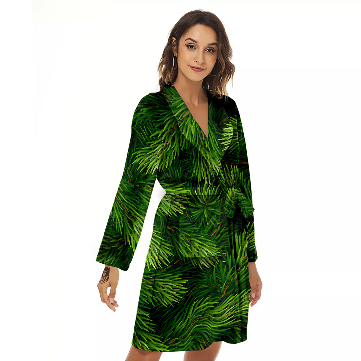 Branches Christmas Tree Print Women's Robe-grizzshop