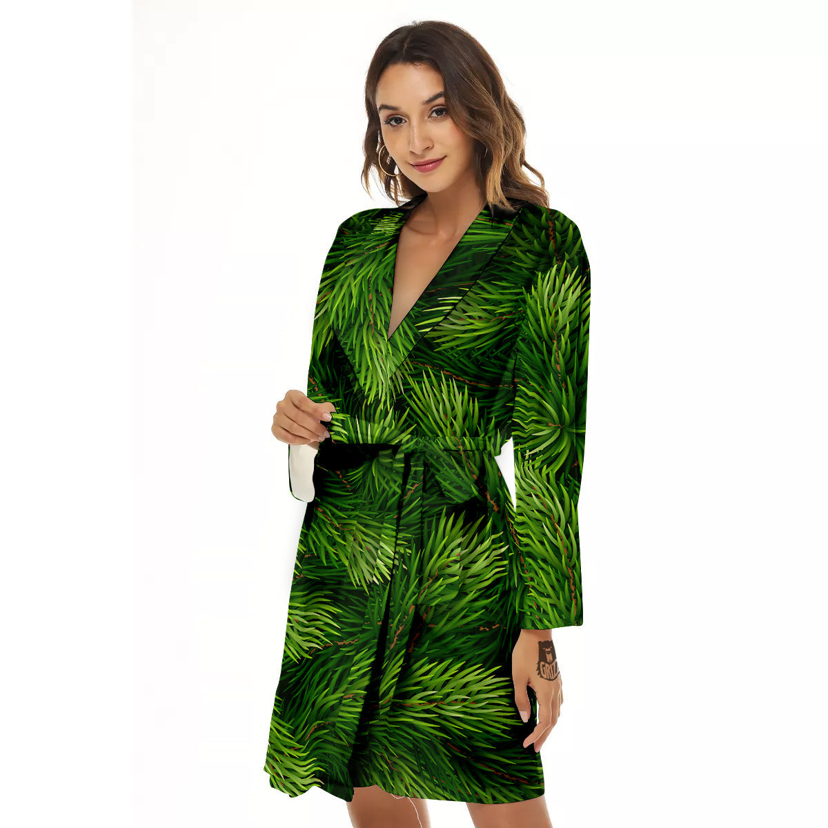 Branches Christmas Tree Print Women's Robe-grizzshop