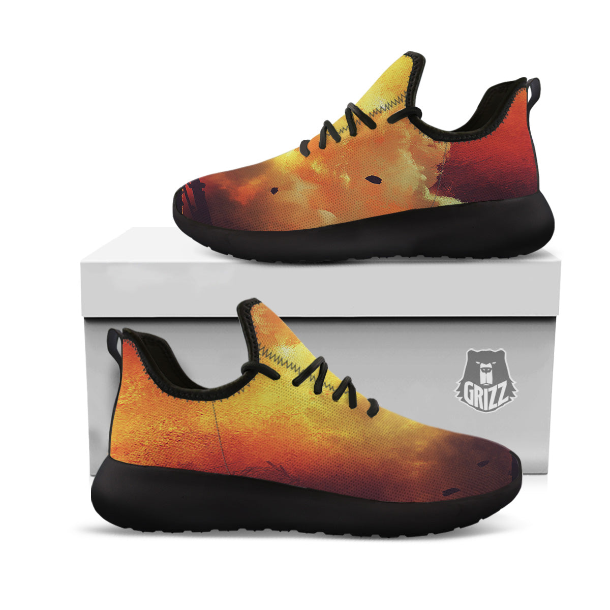 Brave Firefighter In The Fire Print Black Athletic Shoes-grizzshop