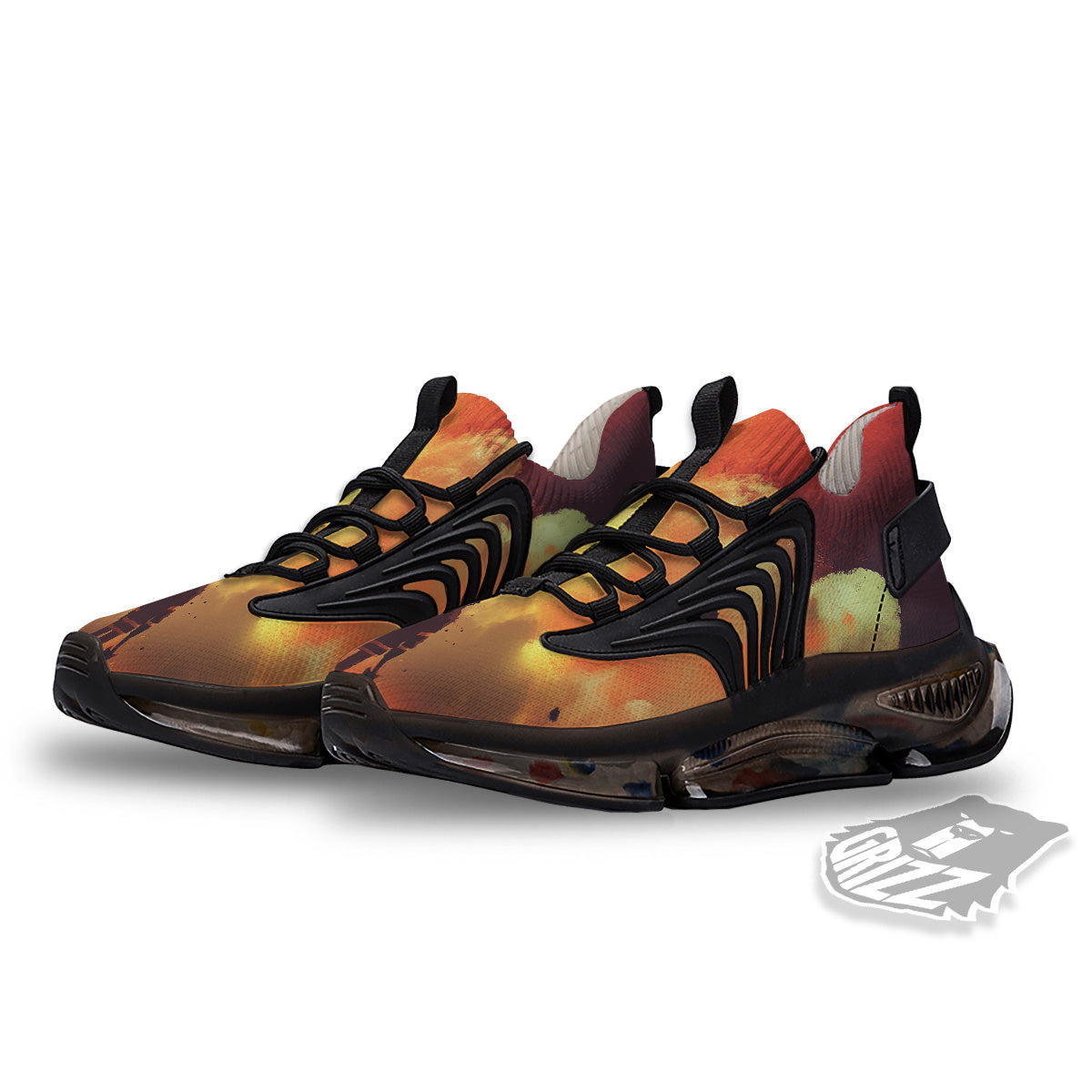 Brave Firefighter In The Fire Print Black Gym Shoes-grizzshop