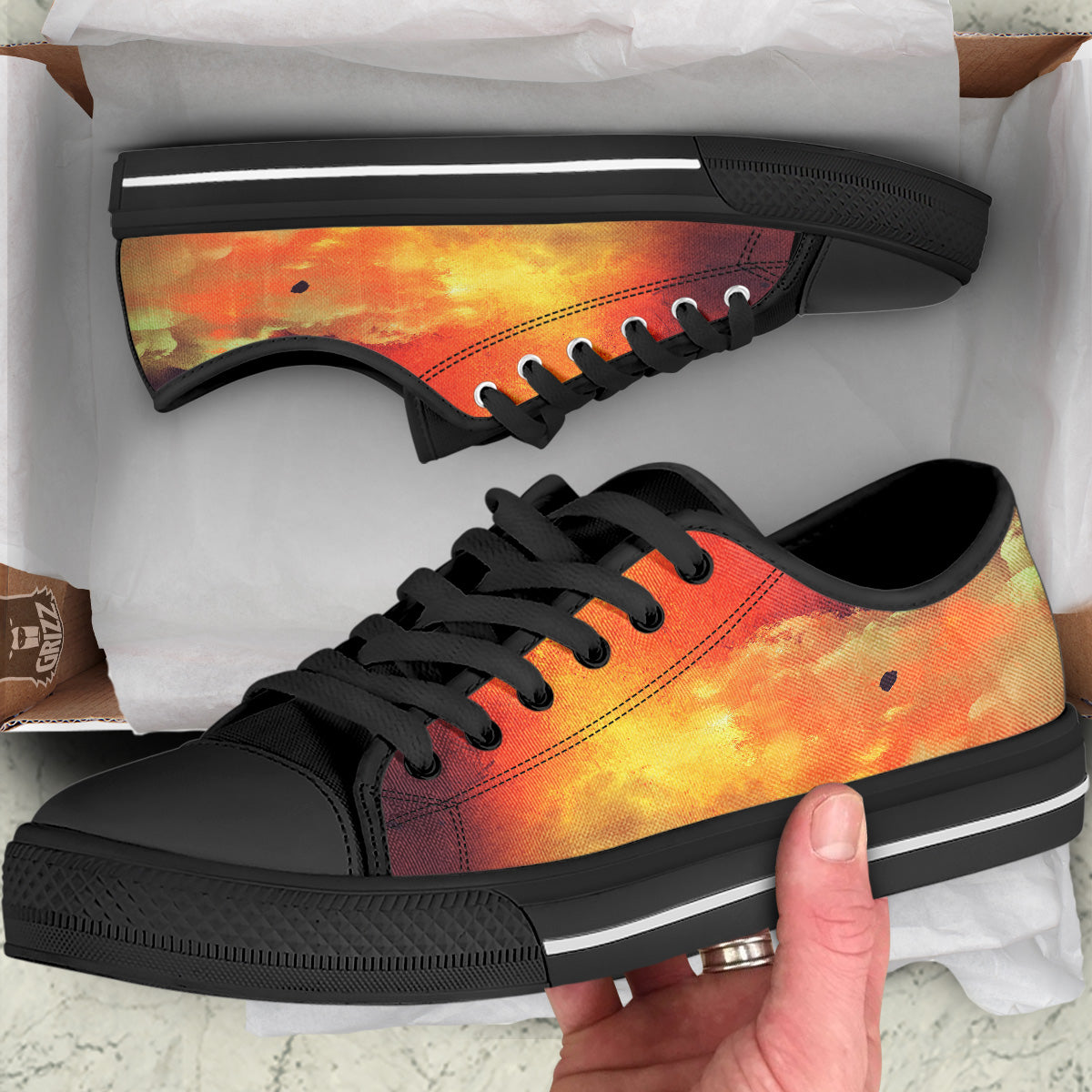 Brave Firefighter In The Fire Print Black Low Top Shoes-grizzshop