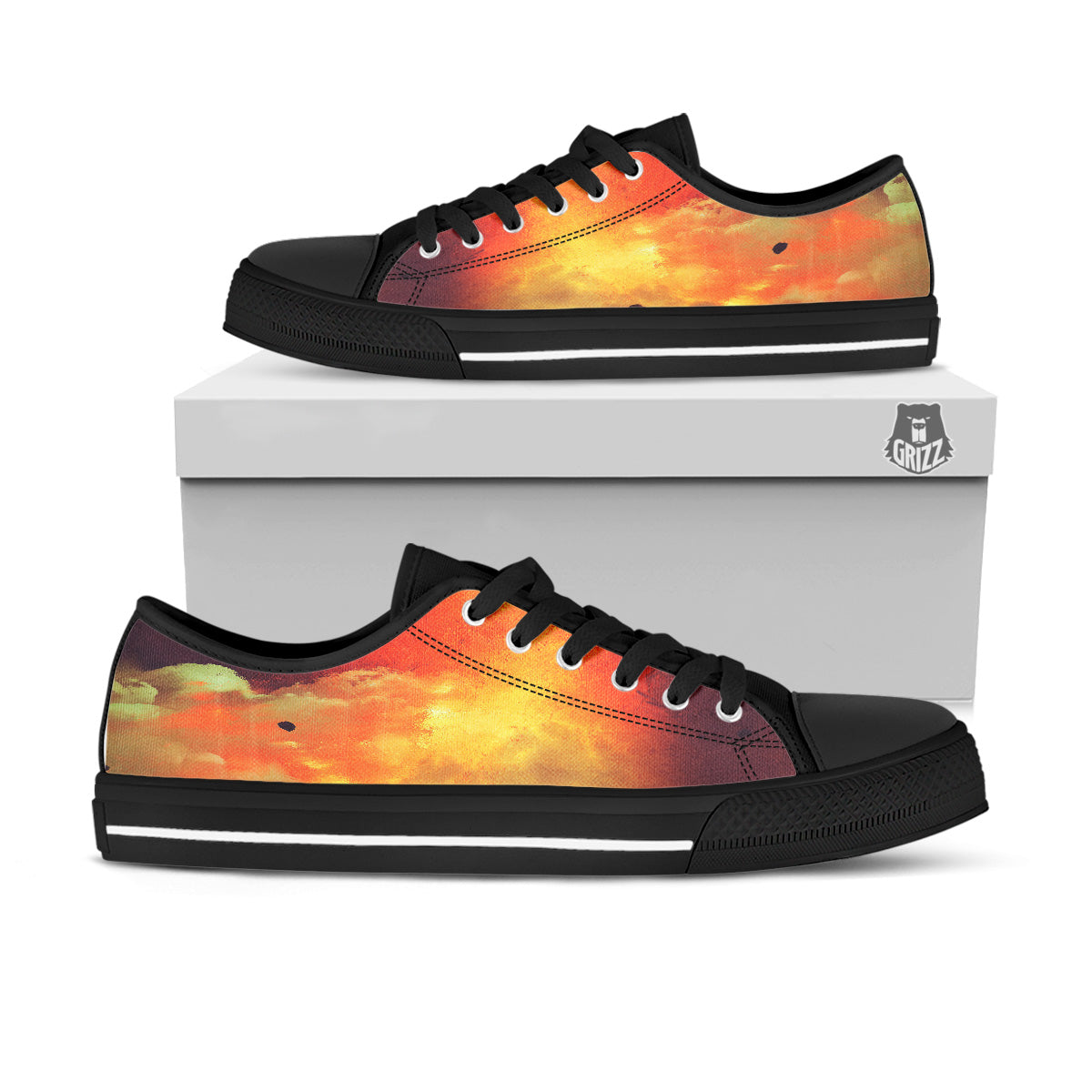 Brave Firefighter In The Fire Print Black Low Top Shoes-grizzshop