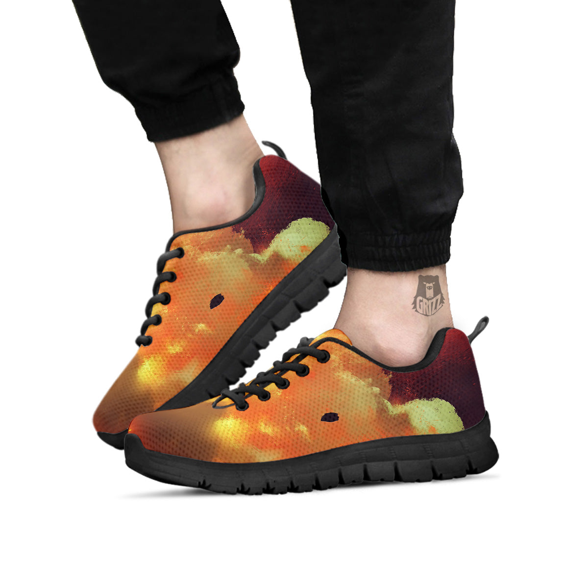 Brave Firefighter In The Fire Print Black Sneaker-grizzshop
