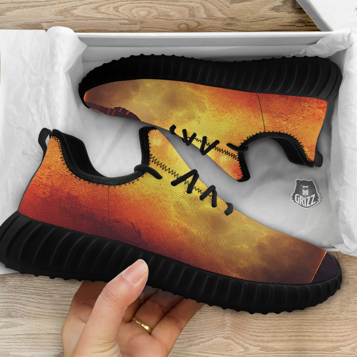Brave Firefighter In The Fire Print Black Walking Shoes-grizzshop