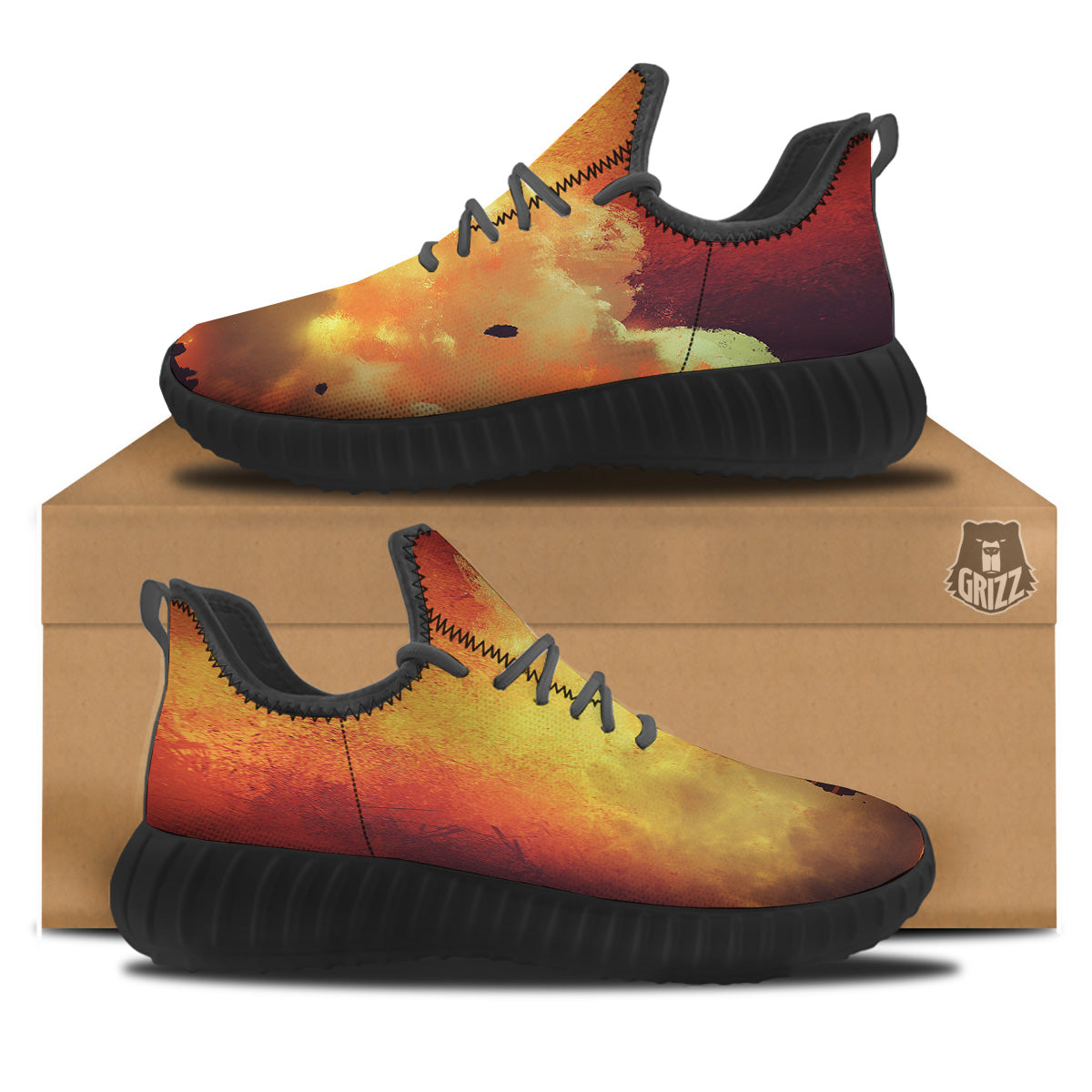 Brave Firefighter In The Fire Print Black Walking Shoes-grizzshop