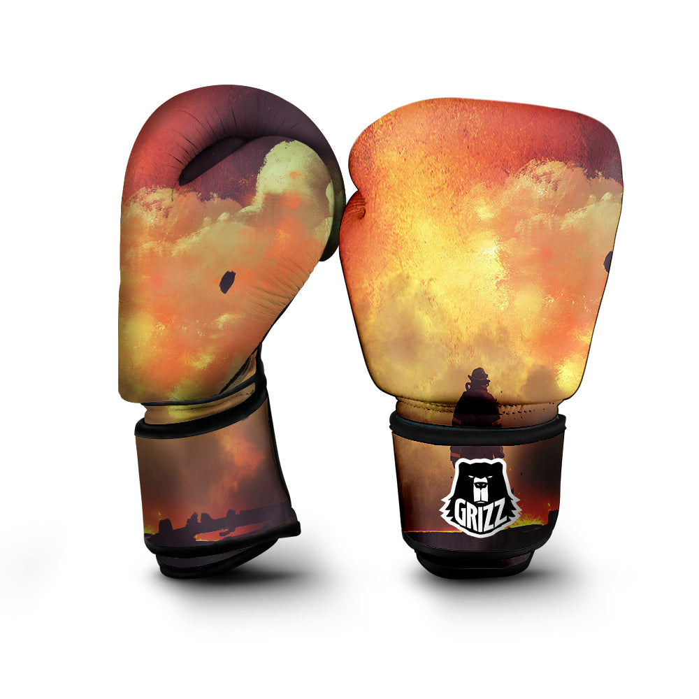 Brave Firefighter In The Fire Print Boxing Gloves-grizzshop