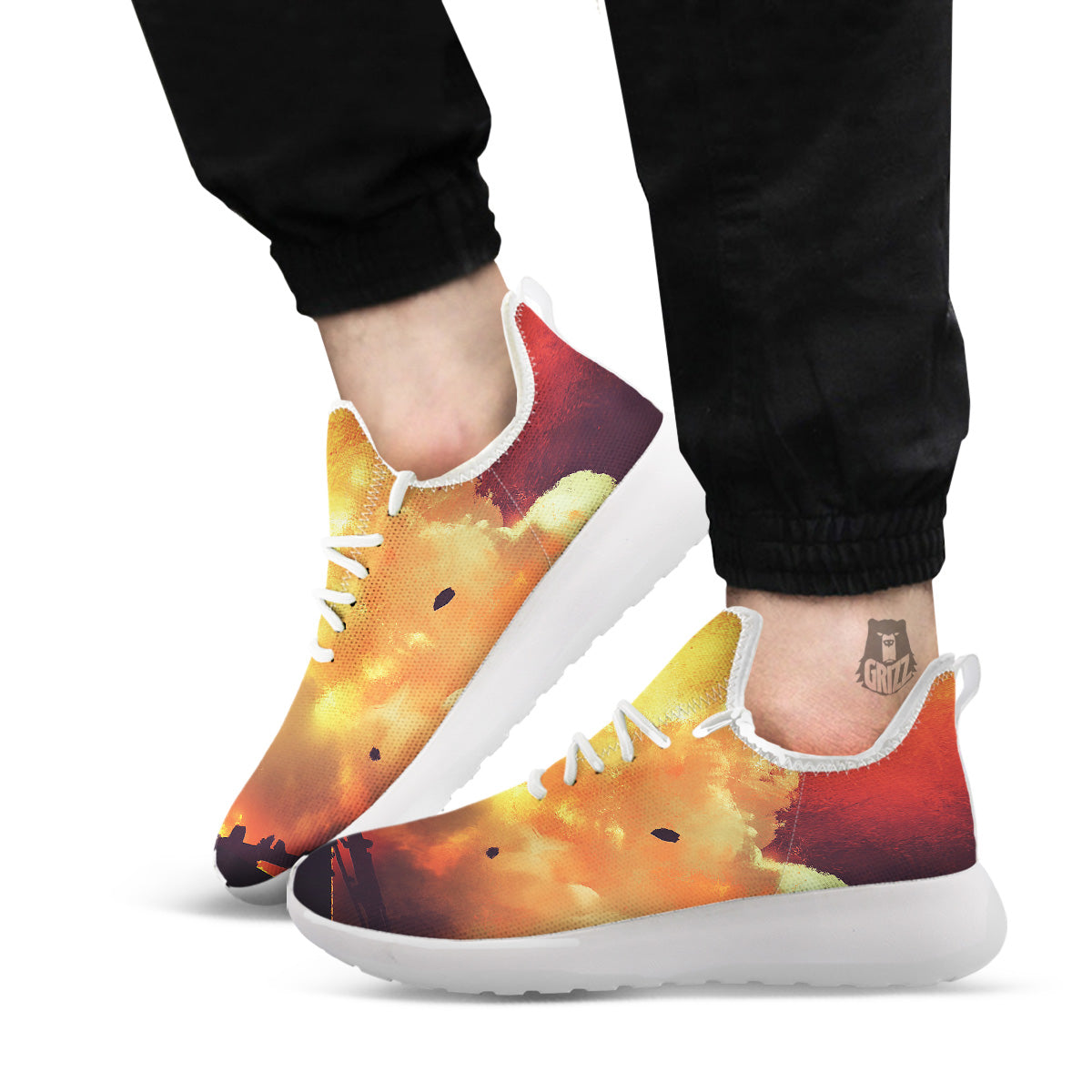 Brave Firefighter In The Fire Print White Athletic Shoes-grizzshop