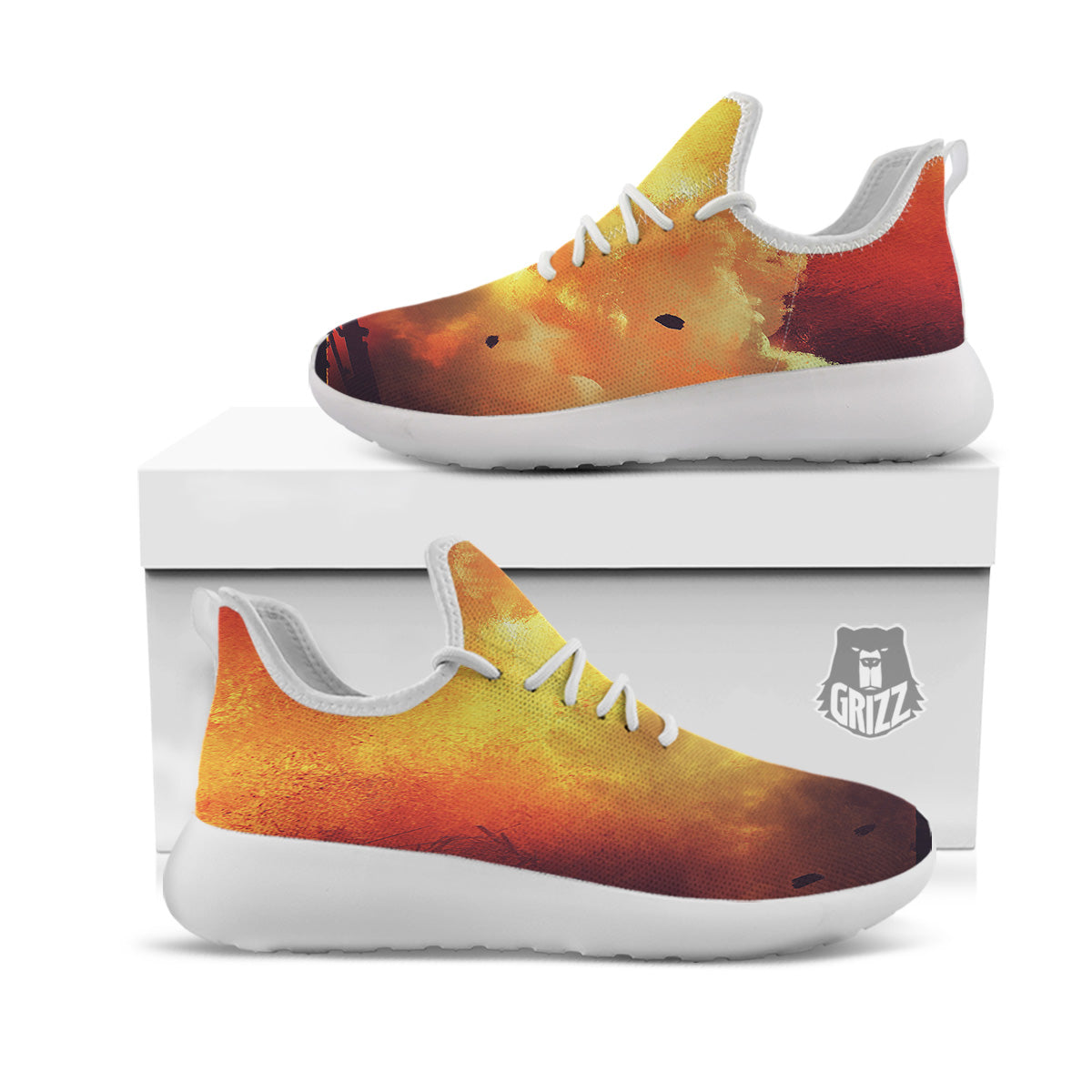 Brave Firefighter In The Fire Print White Athletic Shoes-grizzshop
