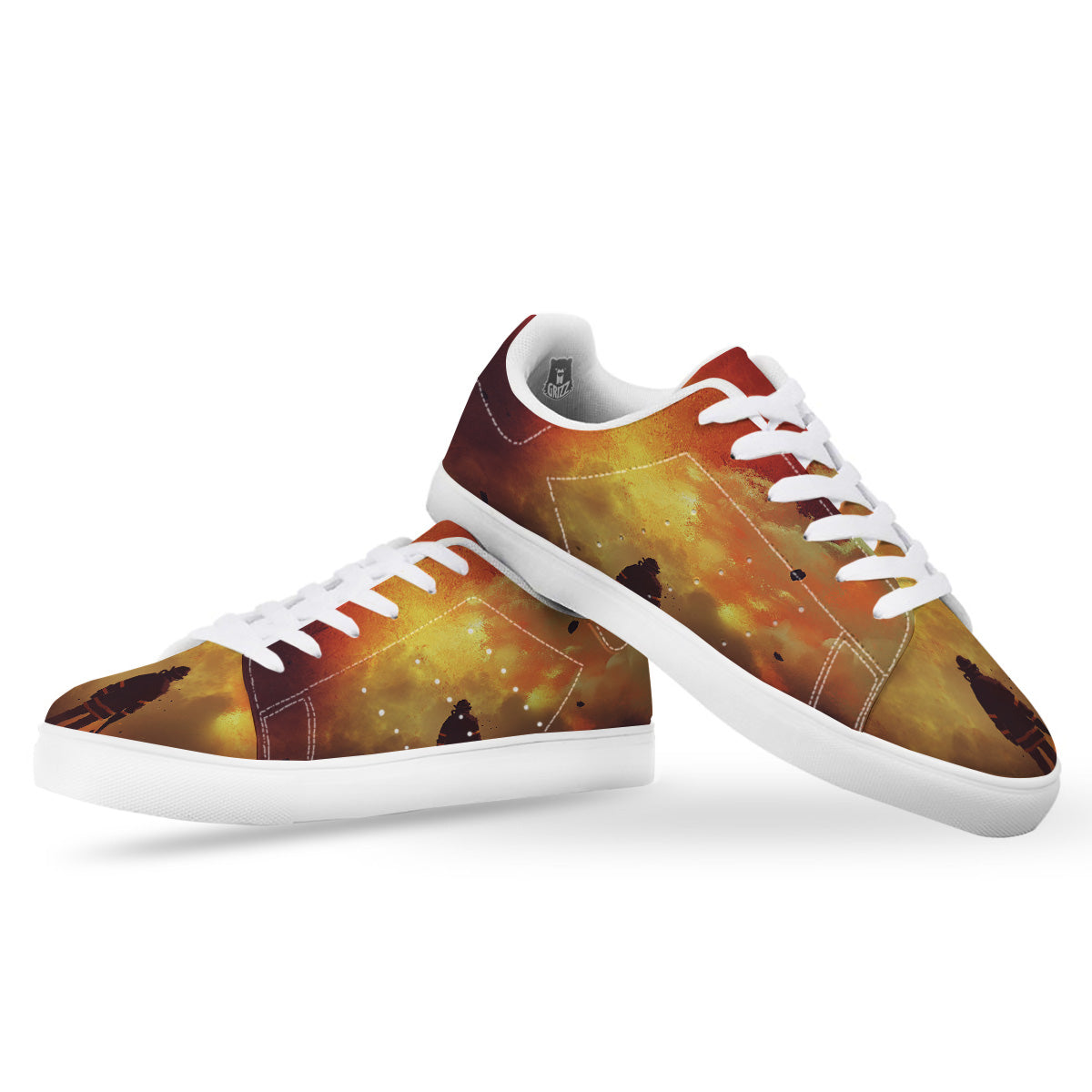 Brave Firefighter In The Fire Print White Low Top Sneakers-grizzshop