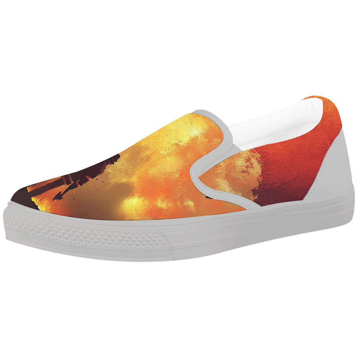 Brave Firefighter In The Fire Print White Slip On Shoes-grizzshop