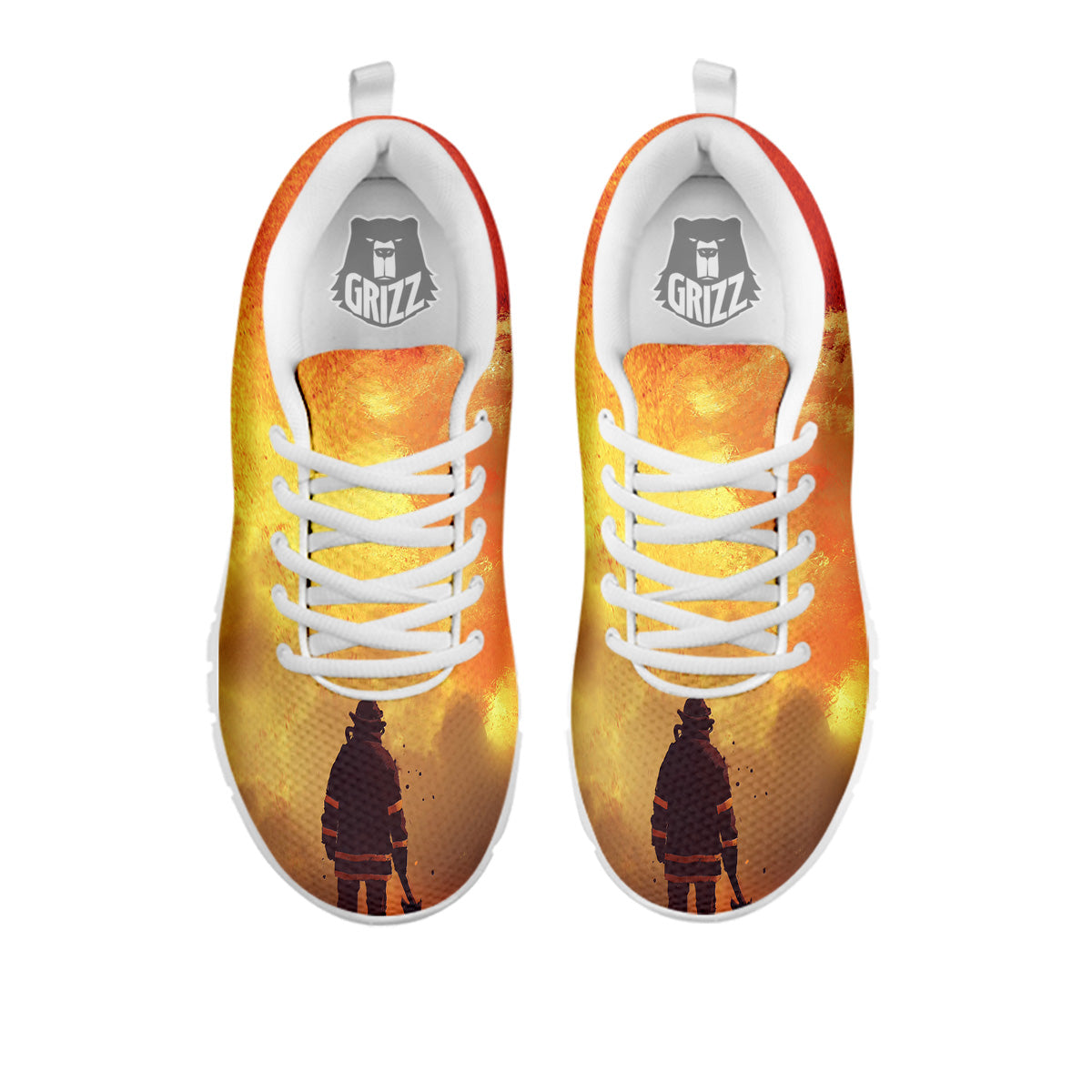 Brave Firefighter In The Fire Print White Sneaker-grizzshop