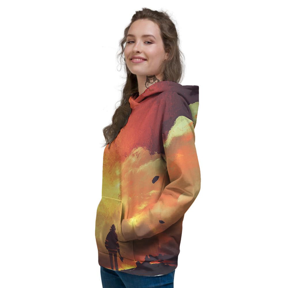 Brave Firefighter In The Fire Print Women's Hoodie-grizzshop