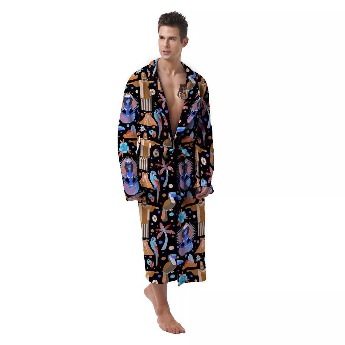 Brazil Symbols Country Print Pattern Men's Robe-grizzshop