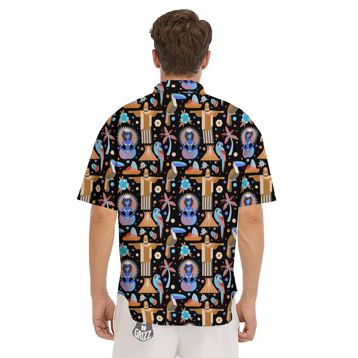 Brazil Symbols Country Print Pattern Men's Short Sleeve Shirts-grizzshop