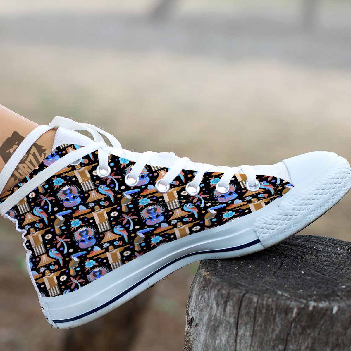 Brazil Symbols Country Print Pattern White High Top Shoes-grizzshop