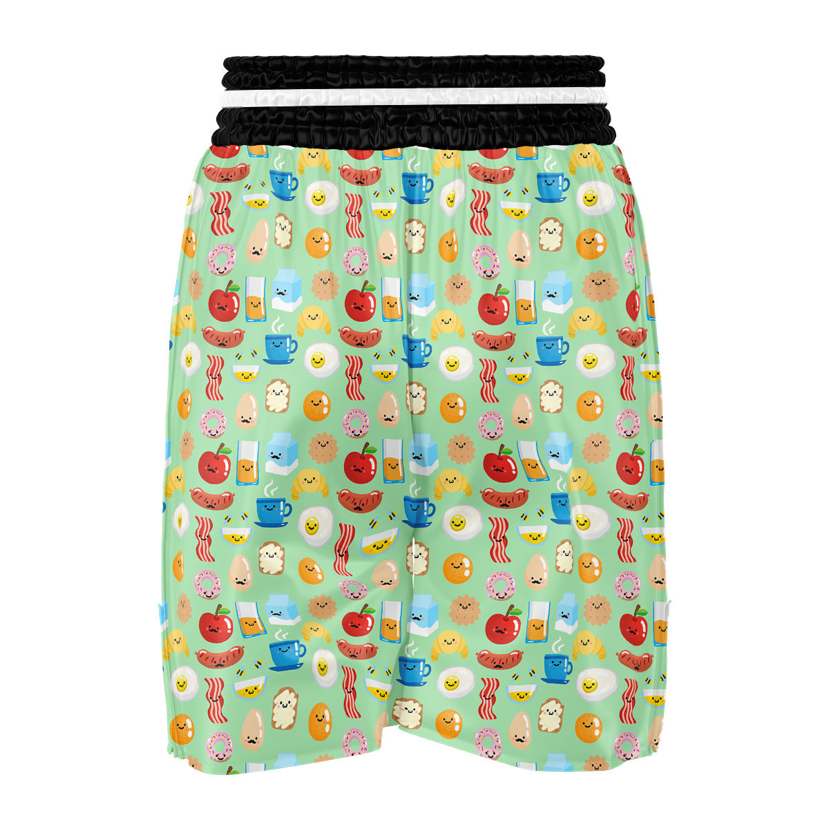Breakfast Cartoon Print Pattern Boxing Shorts-grizzshop