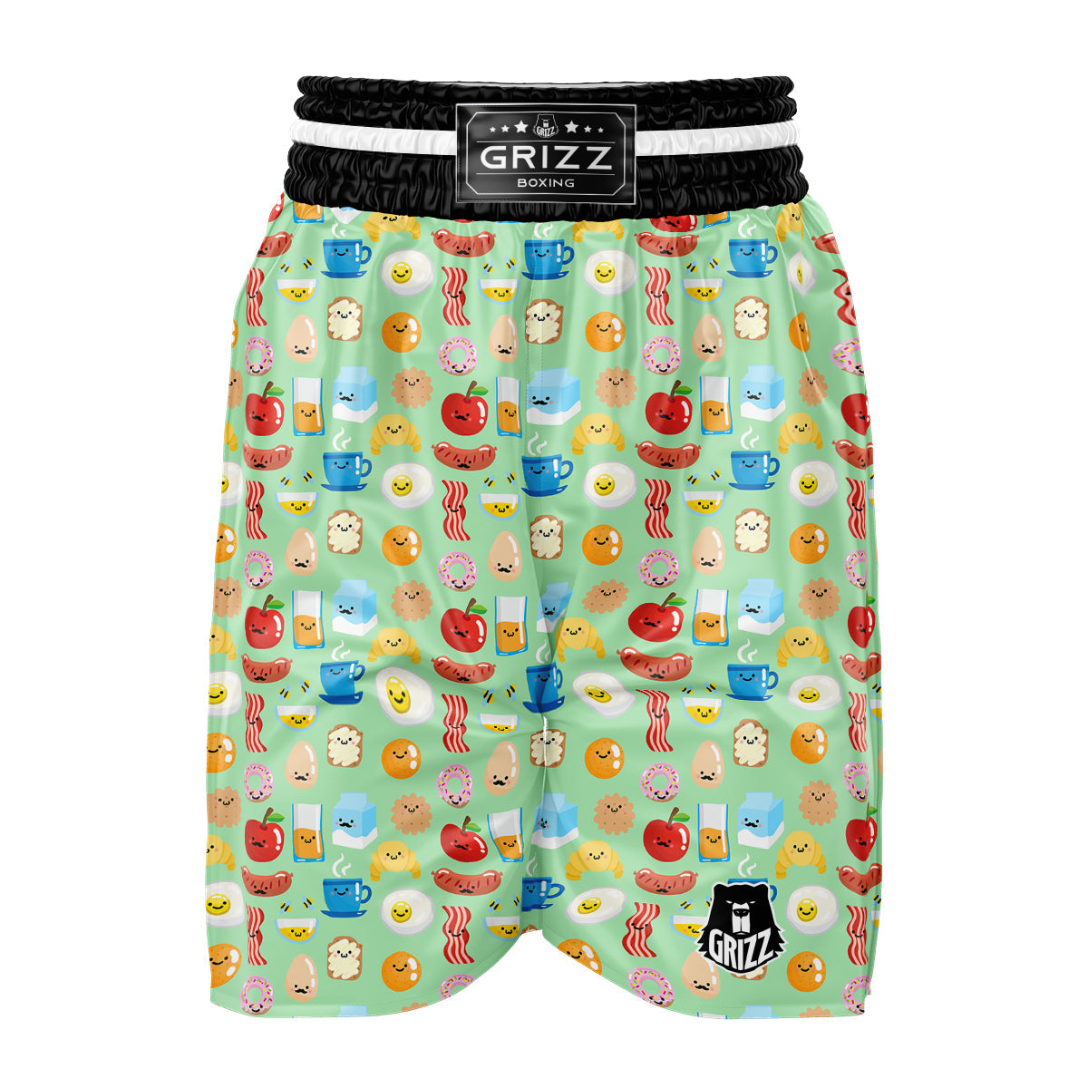 Breakfast Cartoon Print Pattern Boxing Shorts-grizzshop
